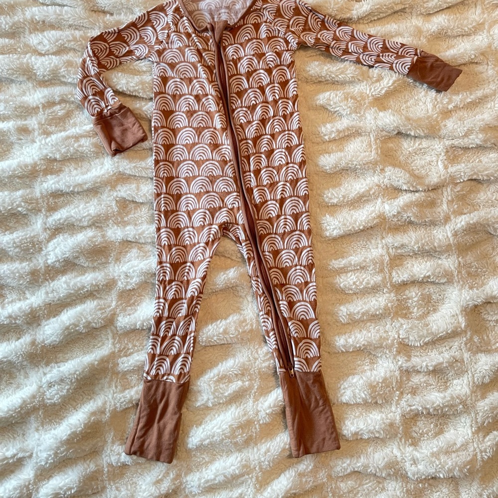 Little Sleepies Rust Rainbows Bamboo Pajamas Zippy